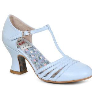 Retro Bettie Page blue size 11m Lucy T-strap Heels